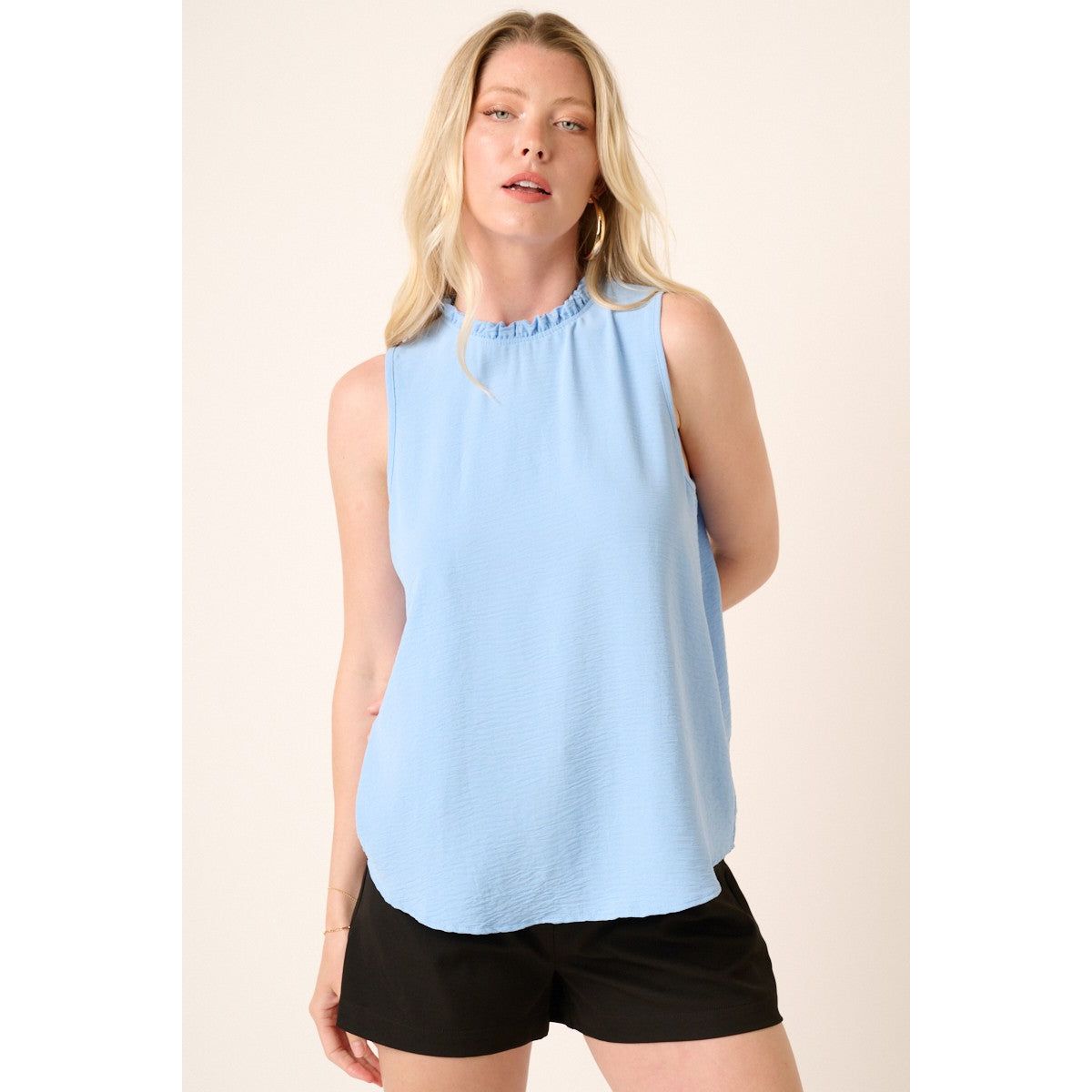 Ruffle Mock Neck Blouse