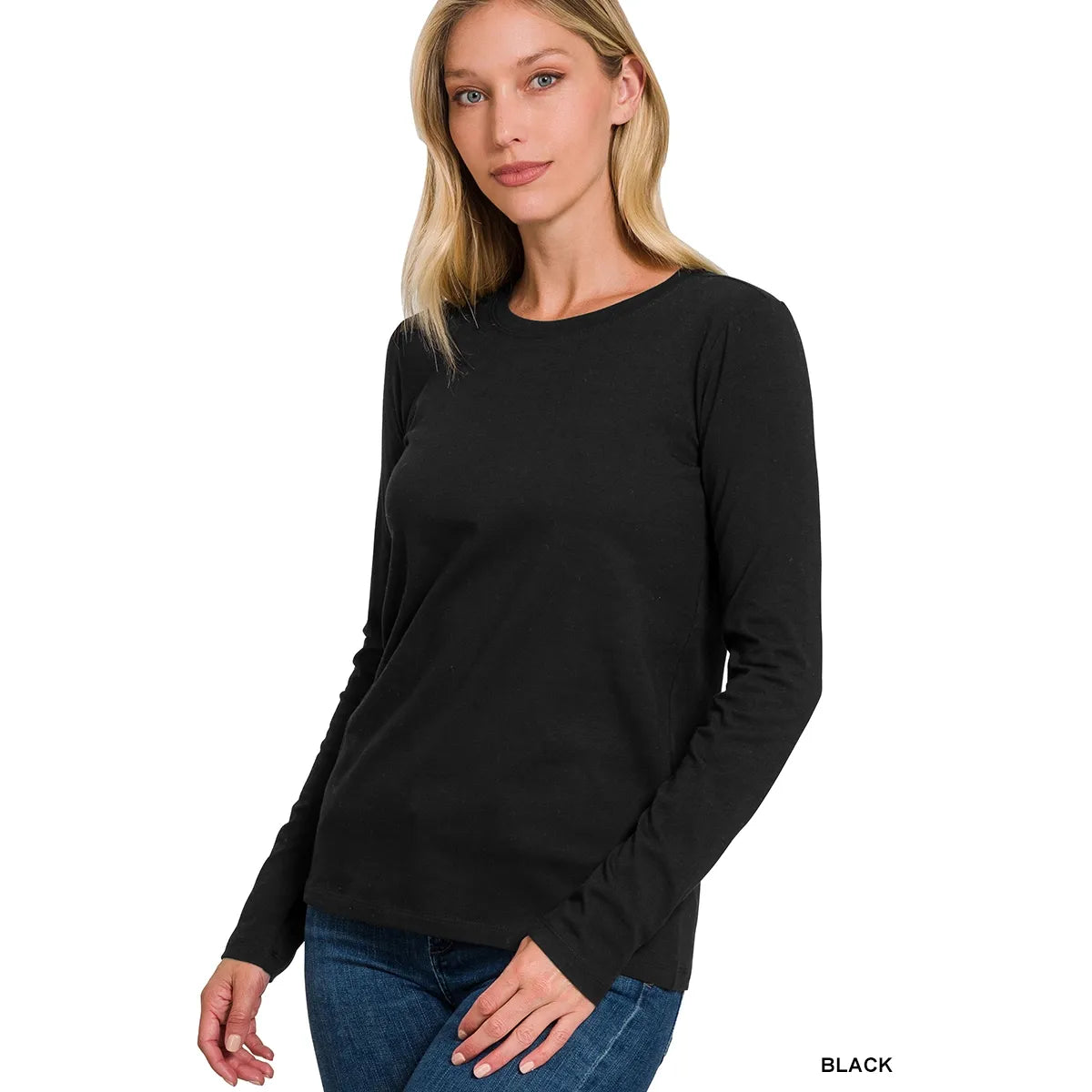 42pops24986-157436cottoncrewnecklongsleevetshirtsblack