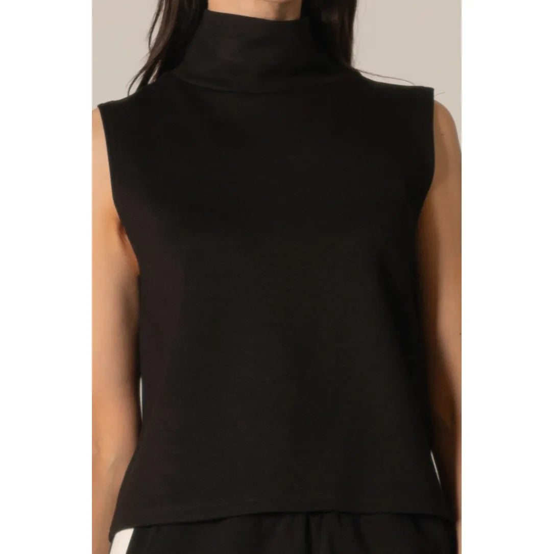 Black Paige top by P Cill featuring a stylish, fitted design with short sleeves and round neckline for casual wear.