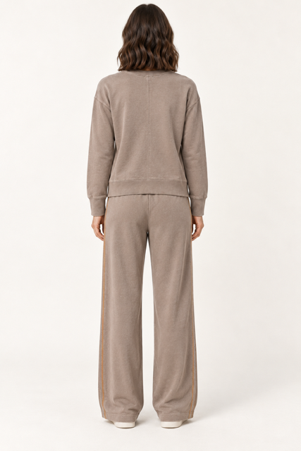 Carlo Top by Another Love in Hazelwood, back view showing center seam, dropped shoulders, and banded hem