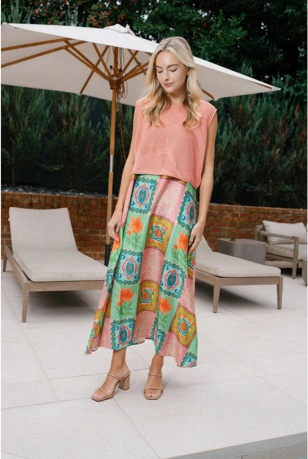 Pink Briton Court Camille dress with slip style, featuring a flowy fabric and elegant design, perfect for casual or semi-formal wear.