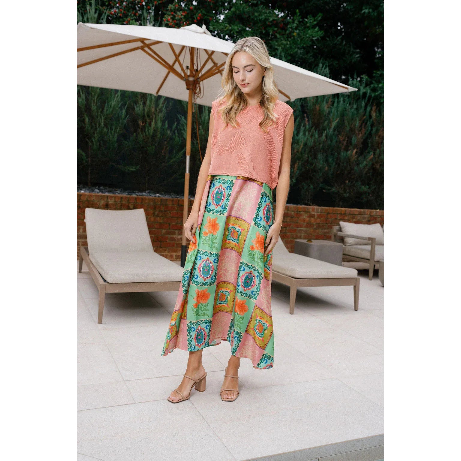Pink Briton Court Camille dress with slip style, featuring a flowy fabric and elegant design, perfect for casual or semi-formal wear.