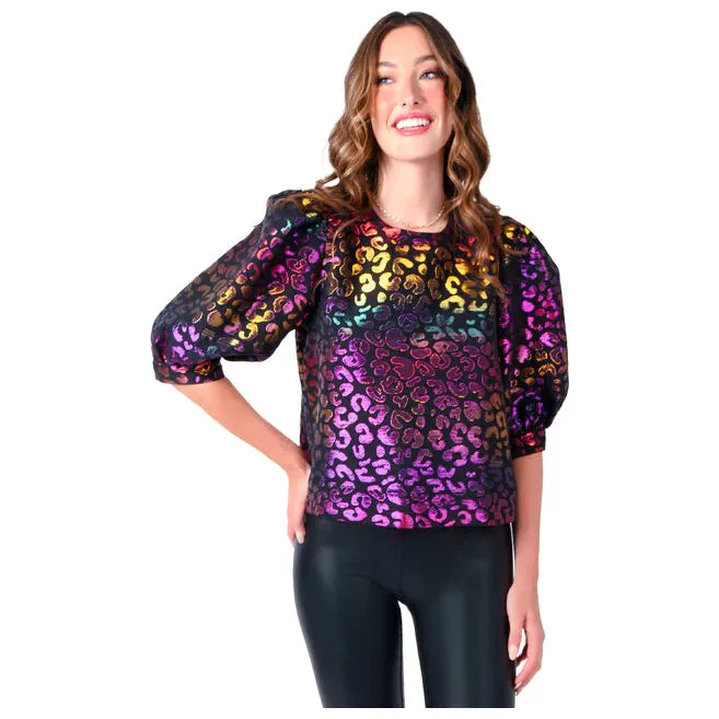 Bella Top in Gold Cheetah