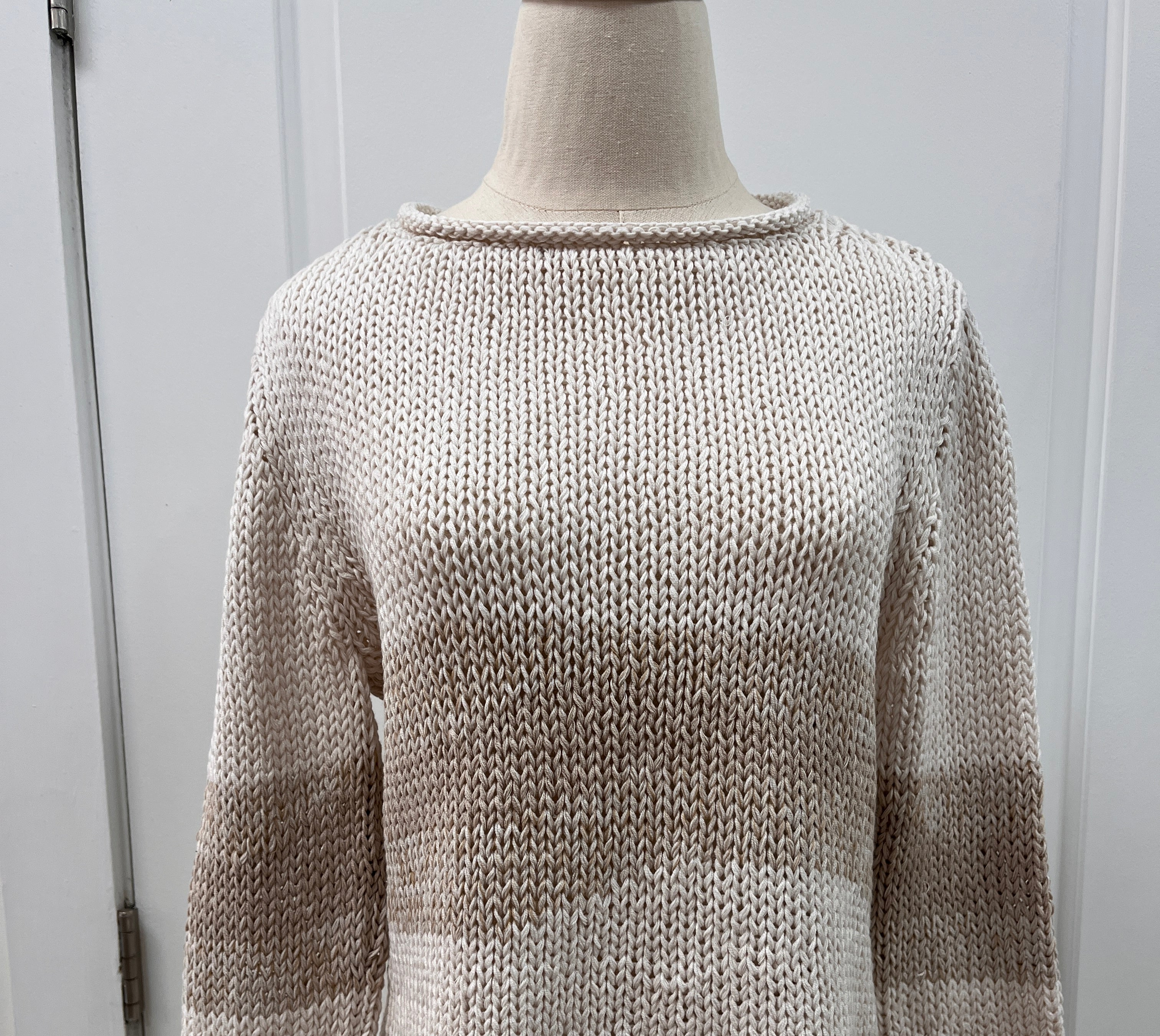 Eleanor Sweater wooden ships oceana crew chunky cotton blush champagne stripe long sleeve style # K57C9W205