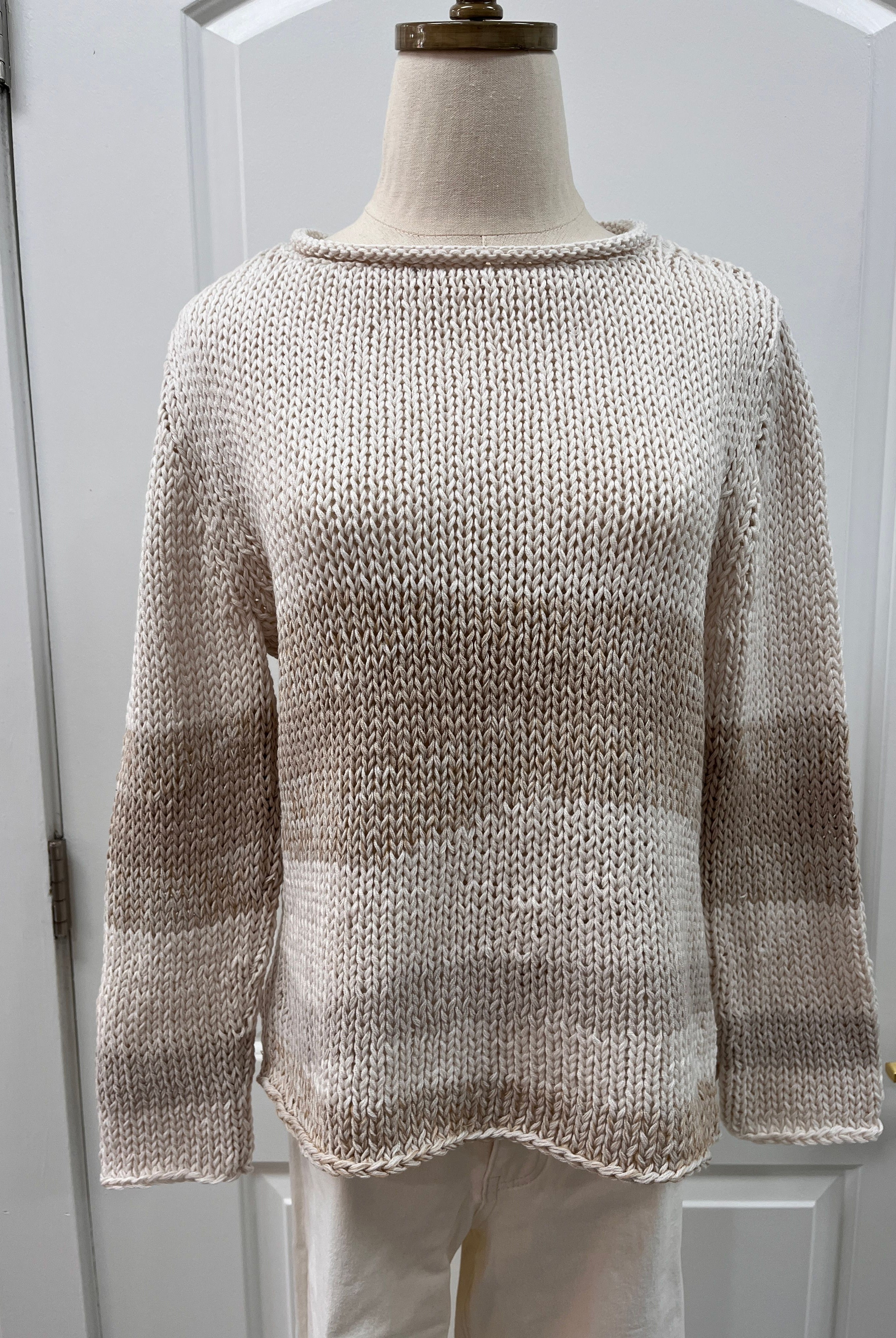 Eleanor Sweater wooden ships oceana crew chunky cotton blush champagne stripe long sleeve style # K57C9W205