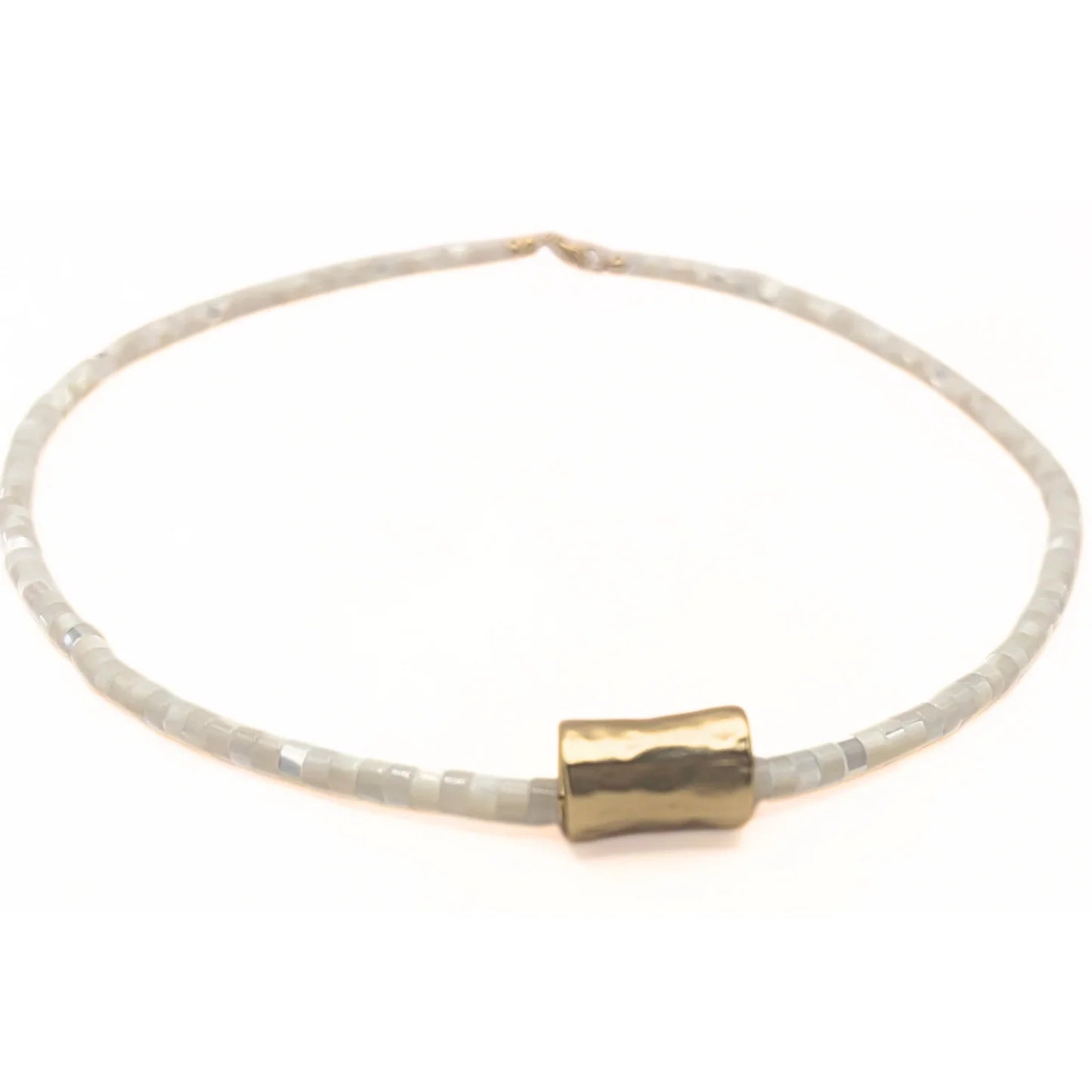 The Heishi Matte Gold Barrel Necklace - Marj & Lizzie