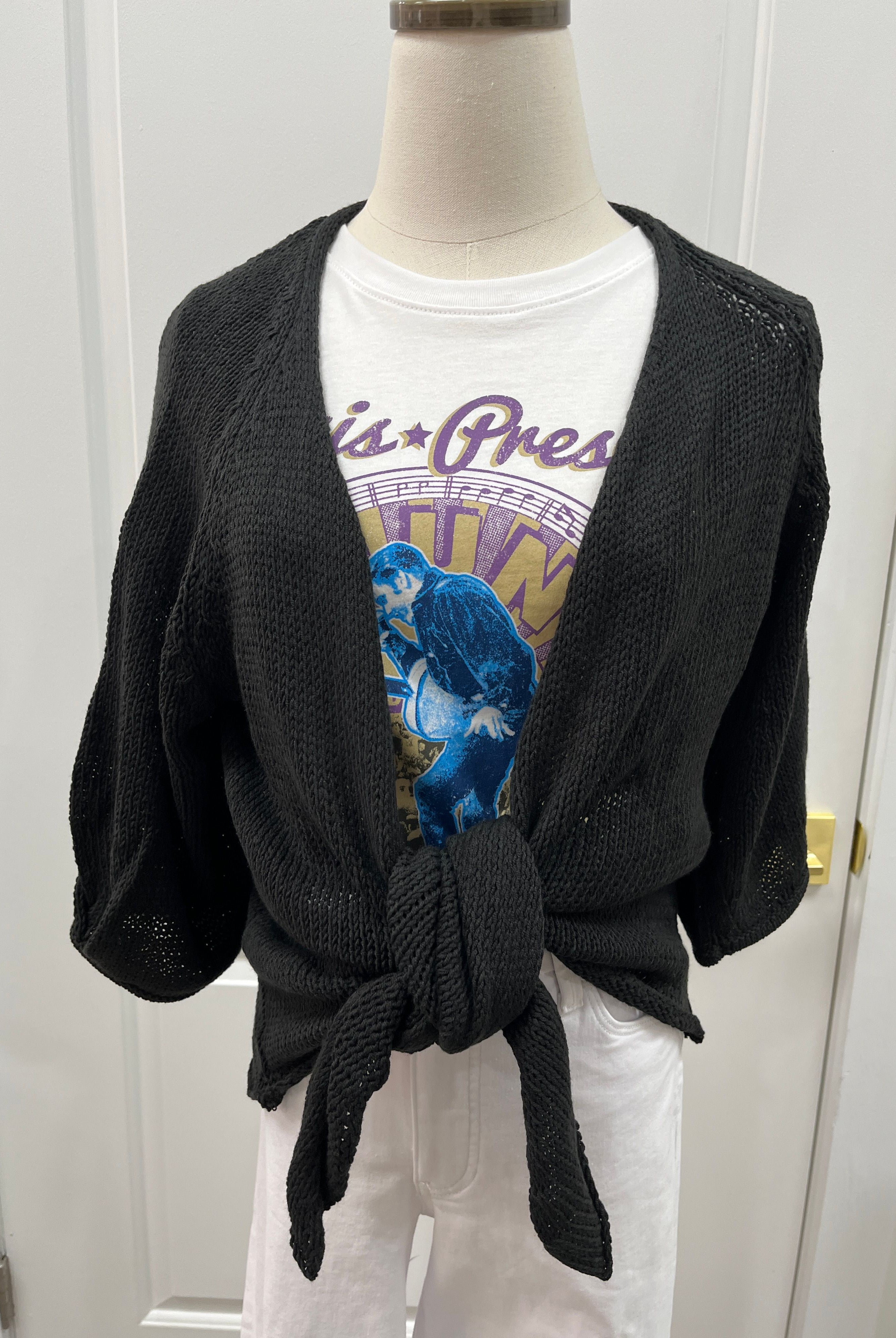 Heleneballet3/4sleevecardicottonblackwoodenshipsK56CW750