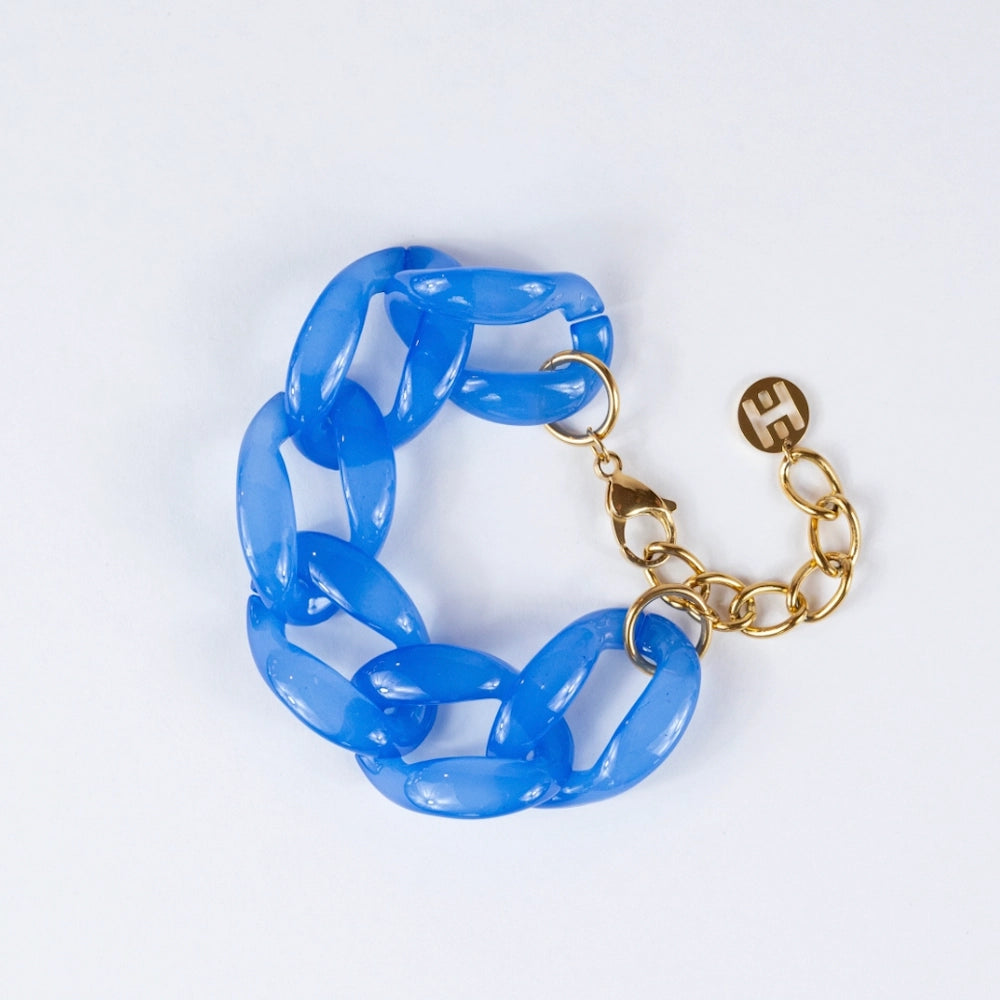 Blue Acrylic Chain Link Bracelet