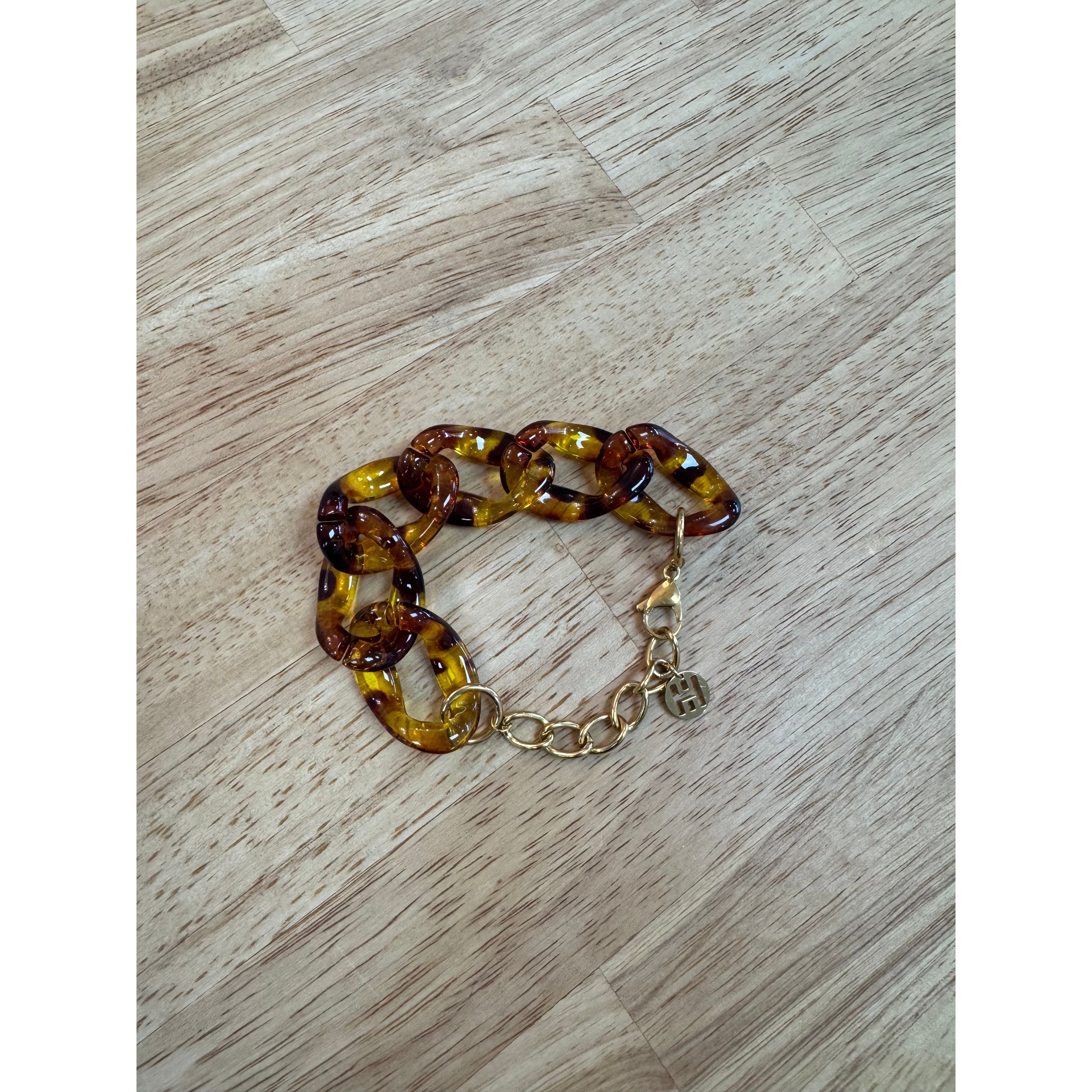 Tortoise Shell Acrylic Chain Link Bracelet