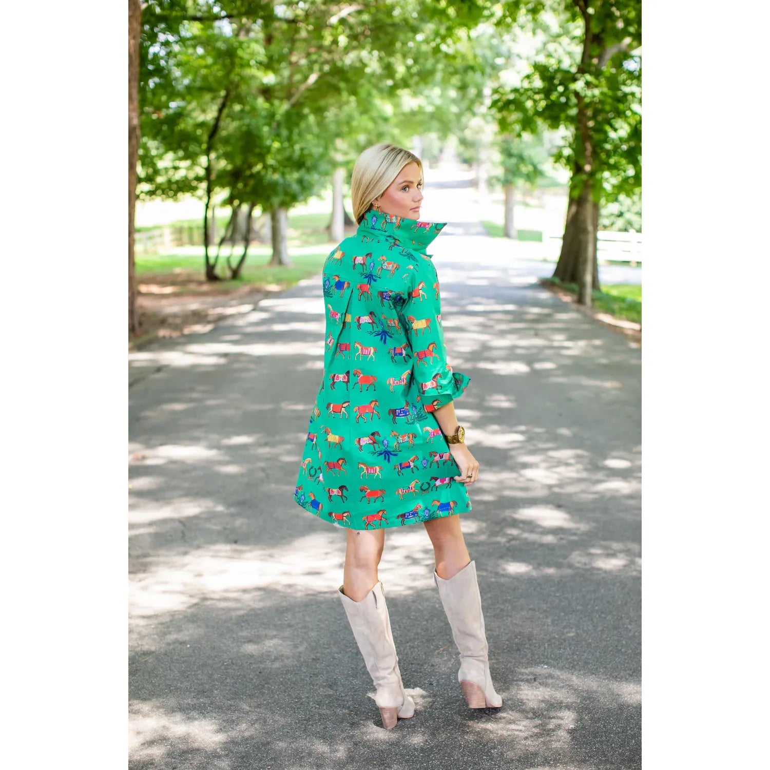 High Horse Shirt Dress Green - Marj & Lizzie