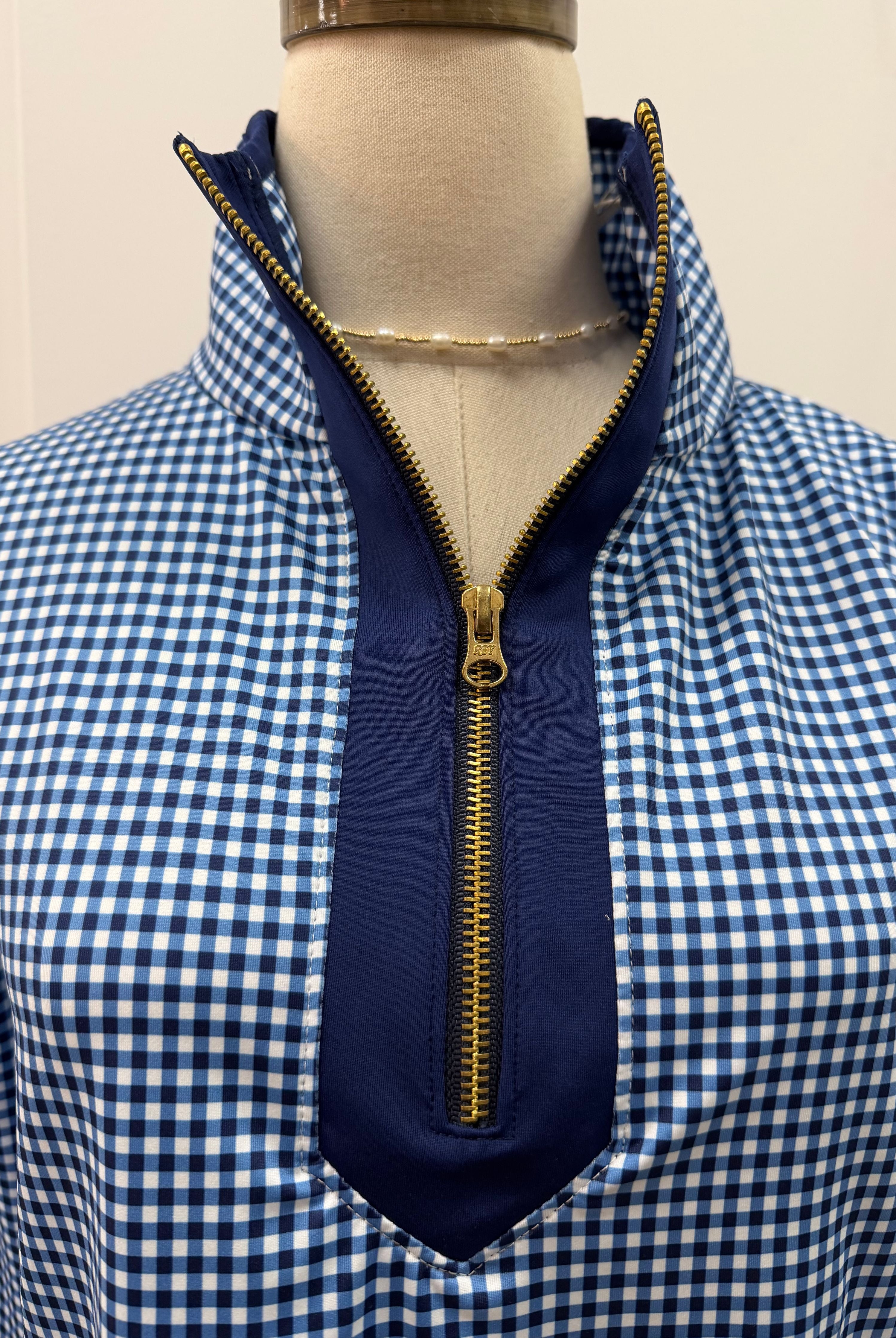 Active Tory Pullover in Navy Gingham - Marj & Lizzie