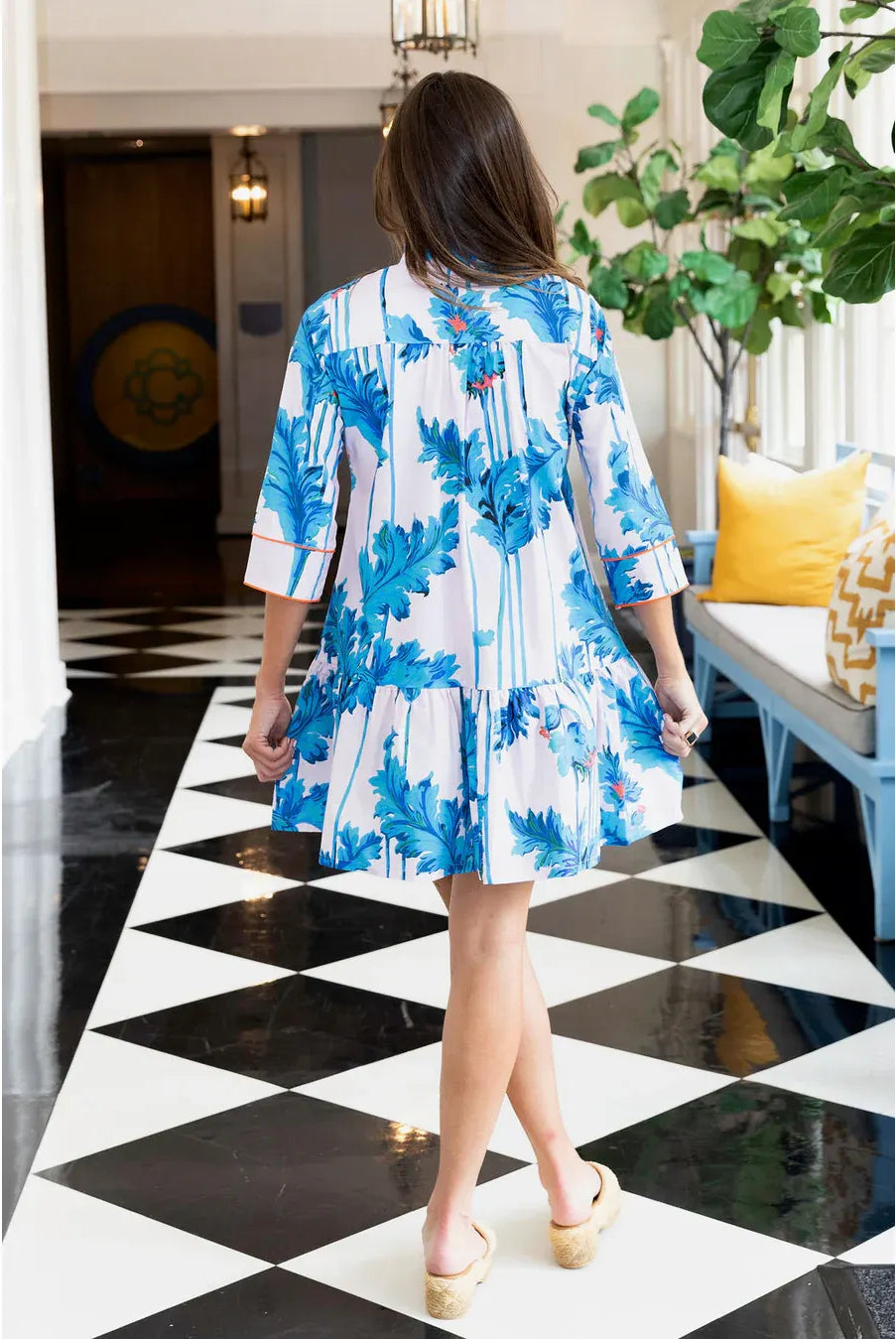 Blue House of MBR Regency Pippa Short dress with a fitted bodice and flowy skirt, stylish and perfect for warm weather.