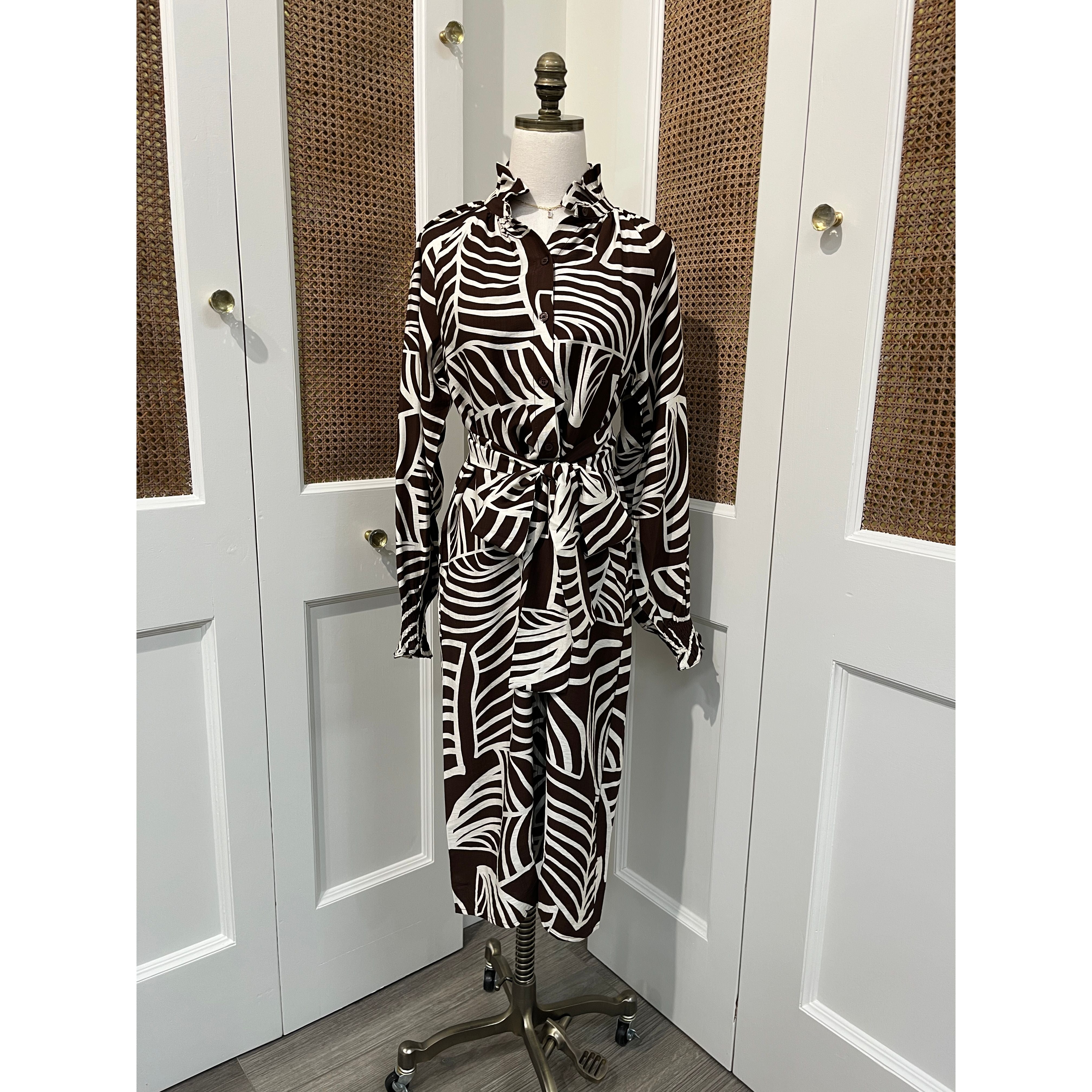 brown ferns cream background