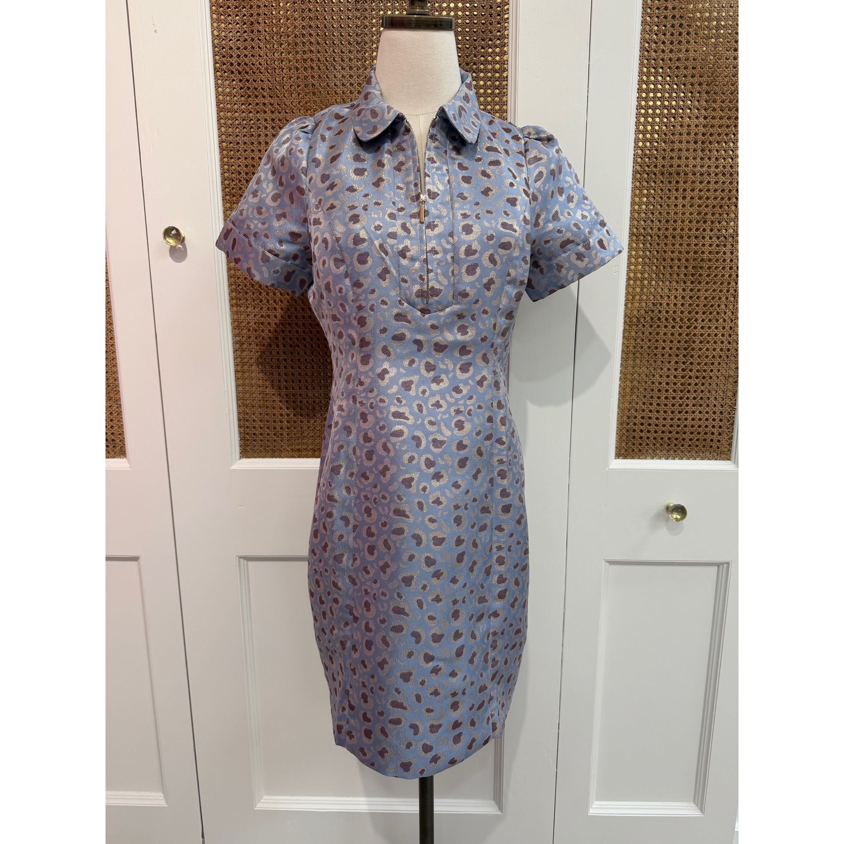 Jade Anna Kate Dress leopard Jacquard 77D5003 zipper front
