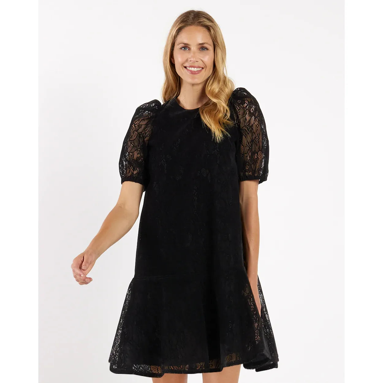Jude Connally Harper Lace Black Scallop Dress Holiday Black