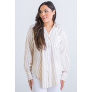 Diana Stripe Polin Button Up Top