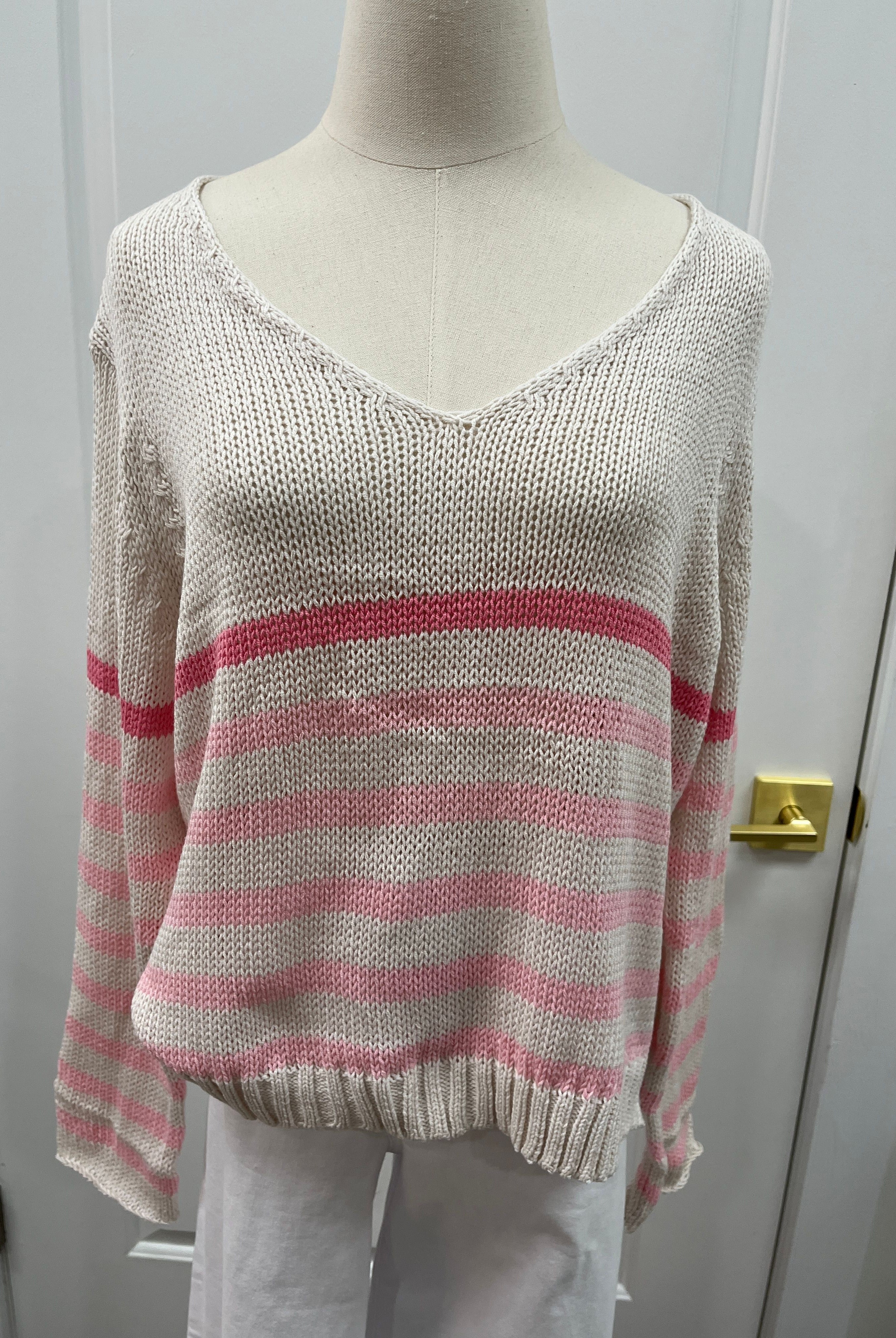 Katestripedvcotton-cream/first blush/pink woodenshipsK56C3W751