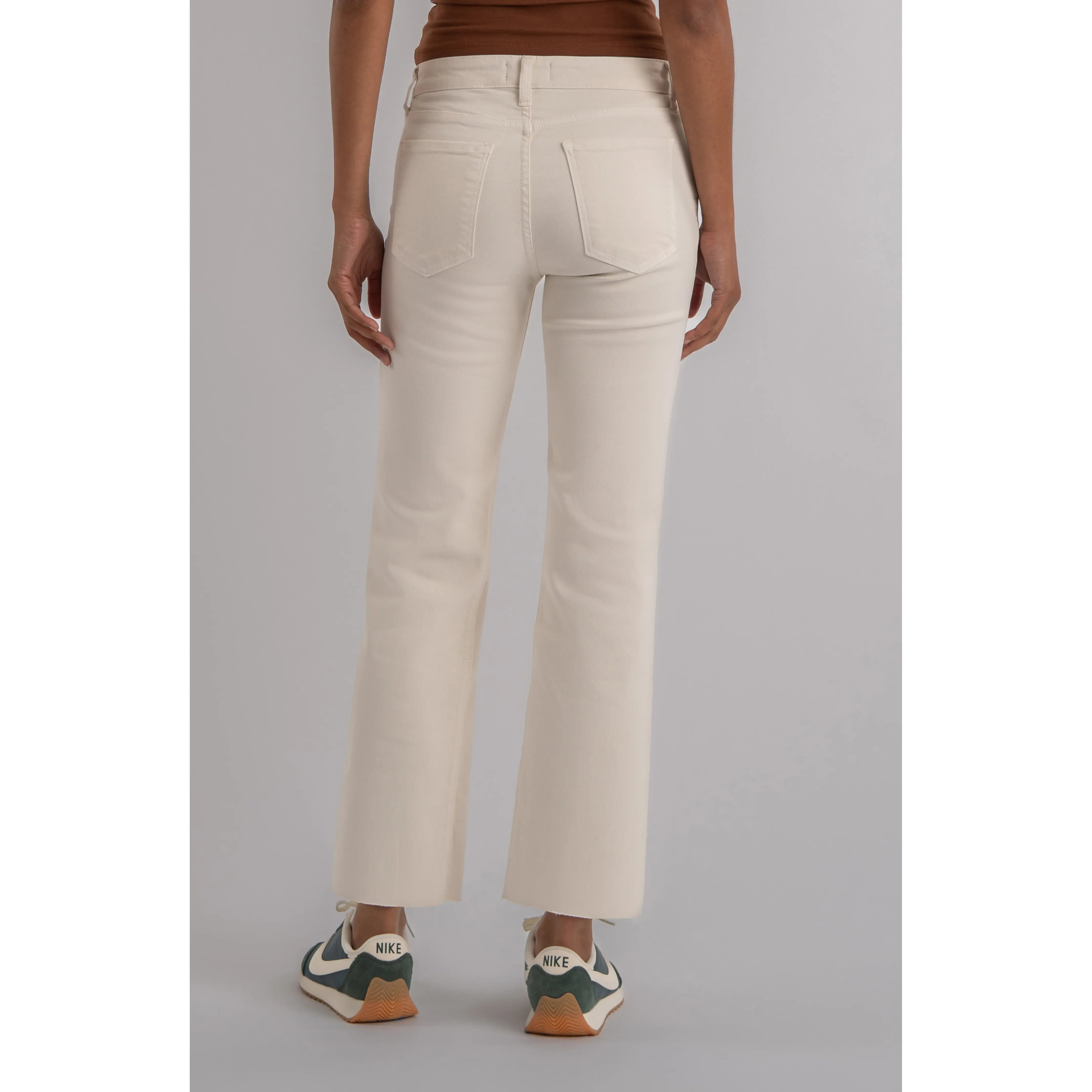 Kelsey Ecru High Rise Ankle Jean back view, straight leg, cropped - Marj & Lizzie