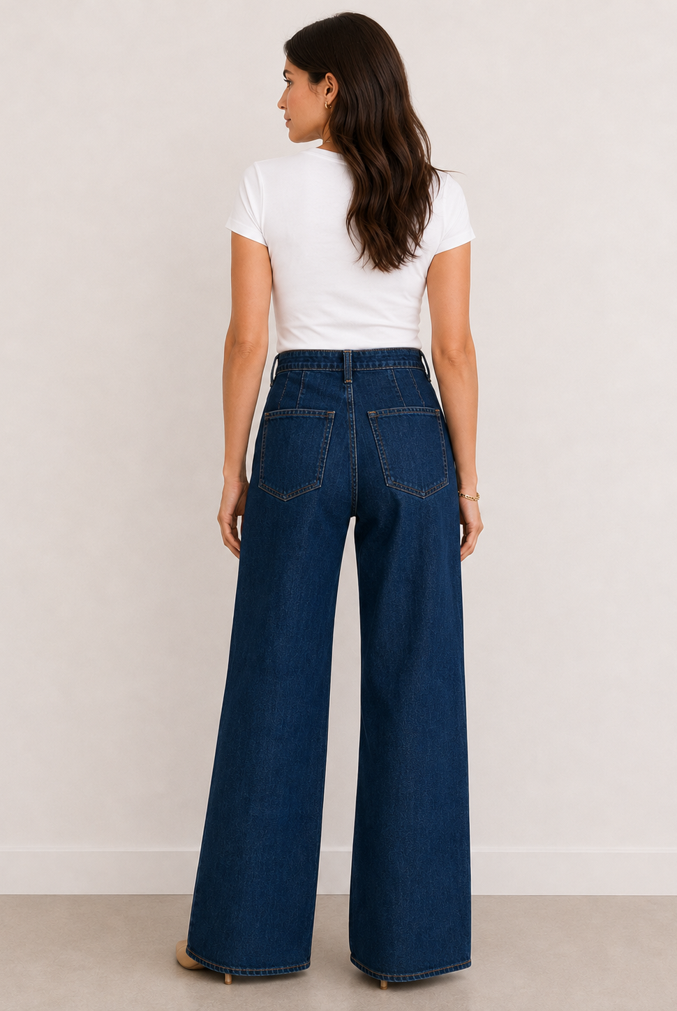 Kut from the Kloth Maya Dark Wash high-rise wide leg jeans, front view, dark indigo denim