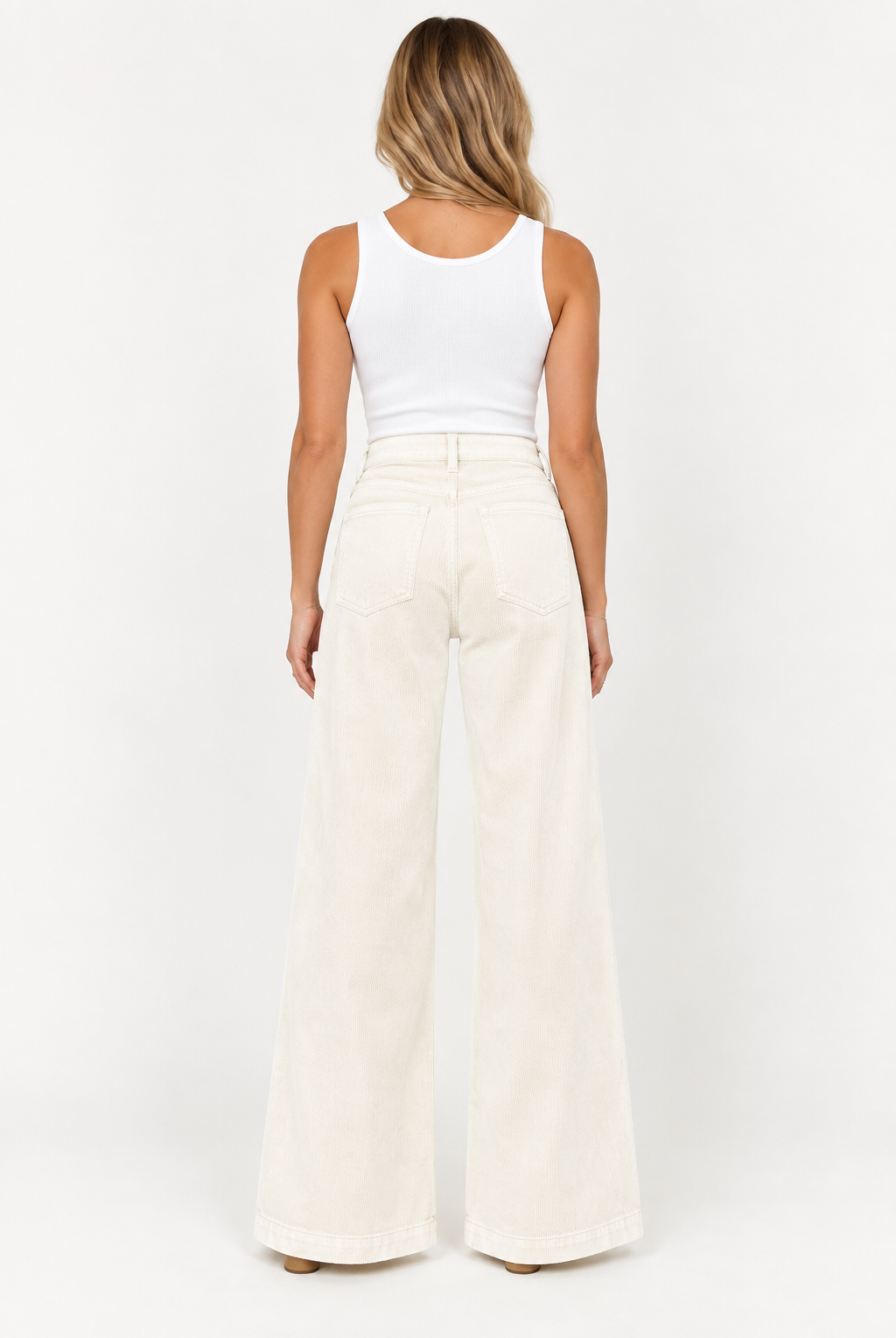 Kut from the Cloth Meg High Rise Wide Leg with Welt Pocket in Ivory back view