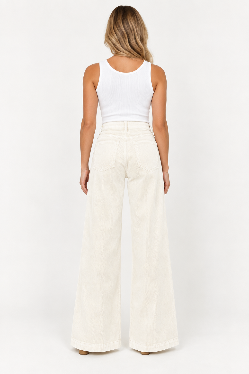 Kut from the Cloth Meg High Rise Wide Leg with Welt Pocket in Ivory back view