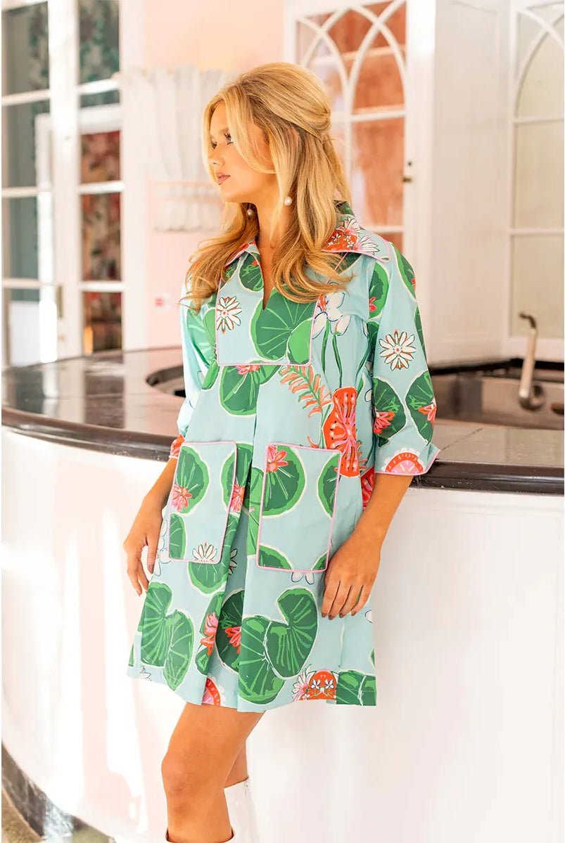 House of MBR Lolli Cassidy Dress Short, stylish dress with side view, featuring a vibrant design and fashionable fit.