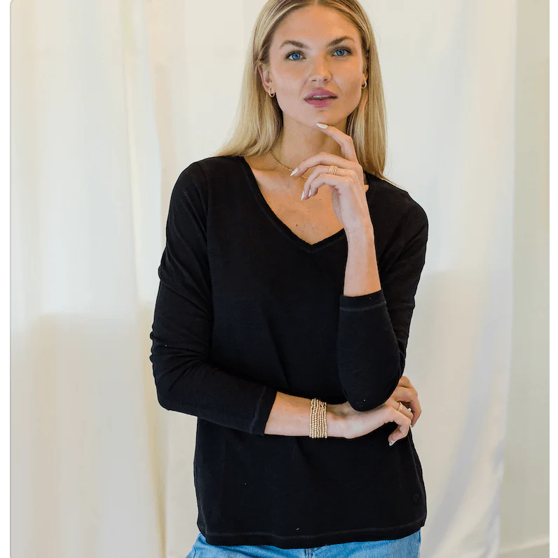 Long Sleeve Messy V Tee