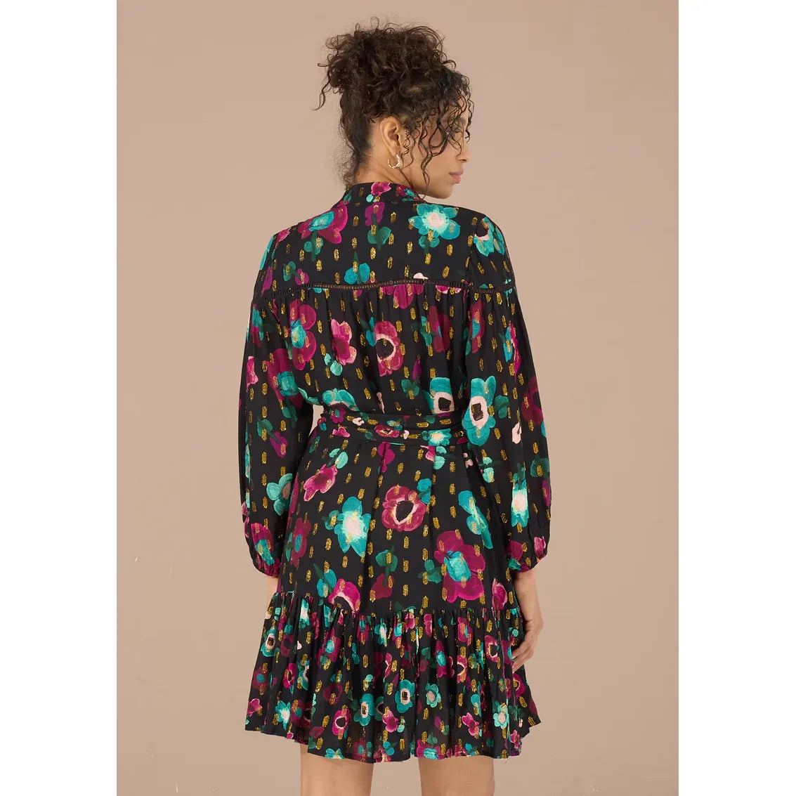 Lori-Anne Dress Black Holiday Garden - Marj & Lizzie