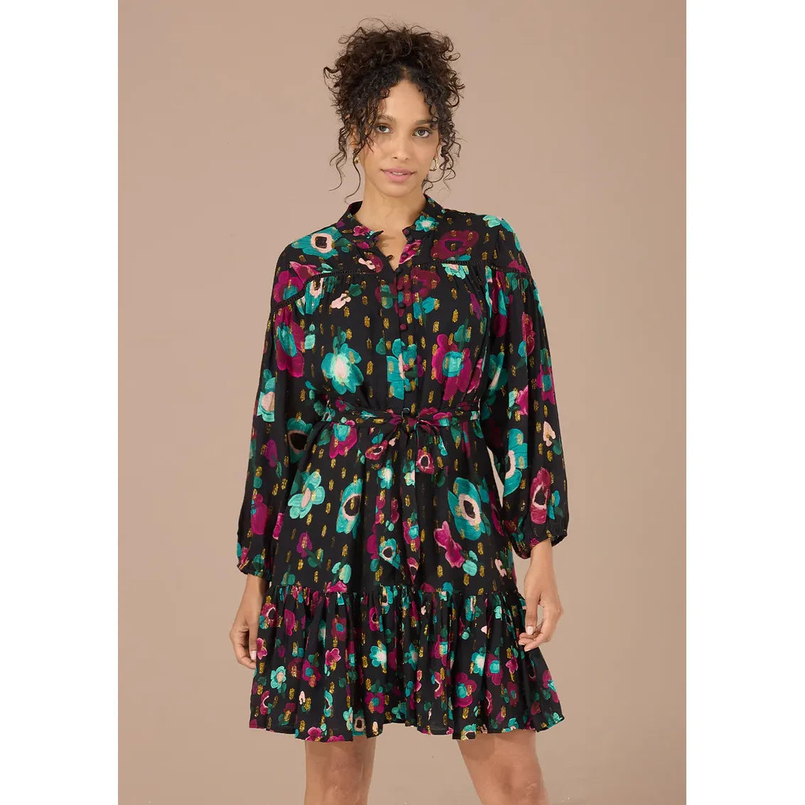 Lori-Anne Dress Black Holiday Garden - Marj & Lizzie