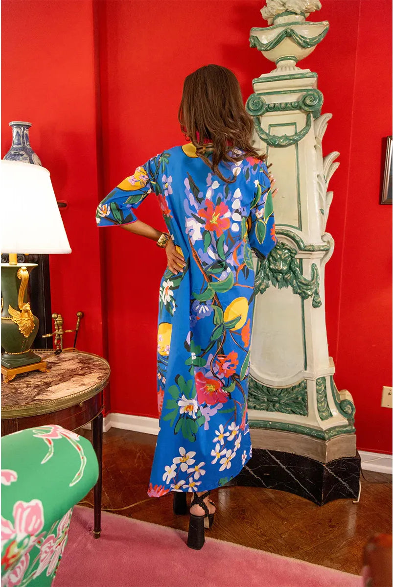 Blue Veranda Babs Dress by House of MBR, stylish women's dress with a flowing fabric and vibrant blue color, perfect for summer wear.