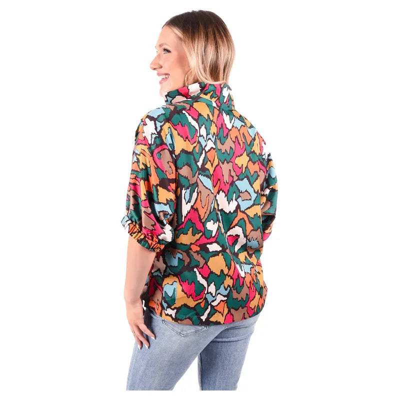 Poppy Top in Fall Ikat