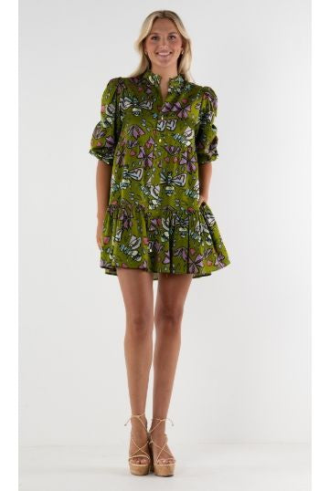 Emily McCarthy Sadie Dress in Dutch Bee pattern, featuring a stylish and vibrant dress design with floral and bee motifs.