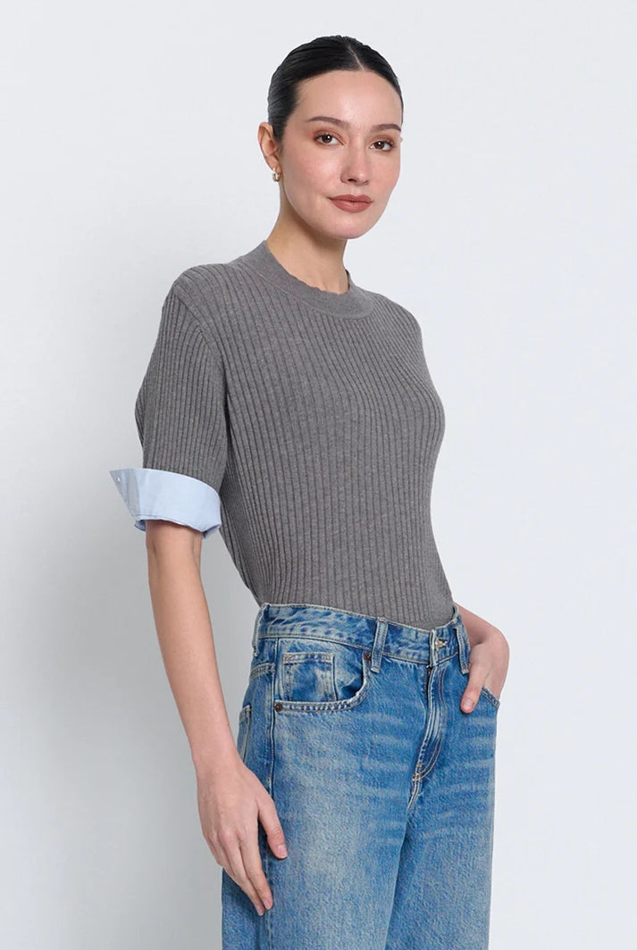 Siena Top by Central Park WEst - grey shirt cuff sleeve