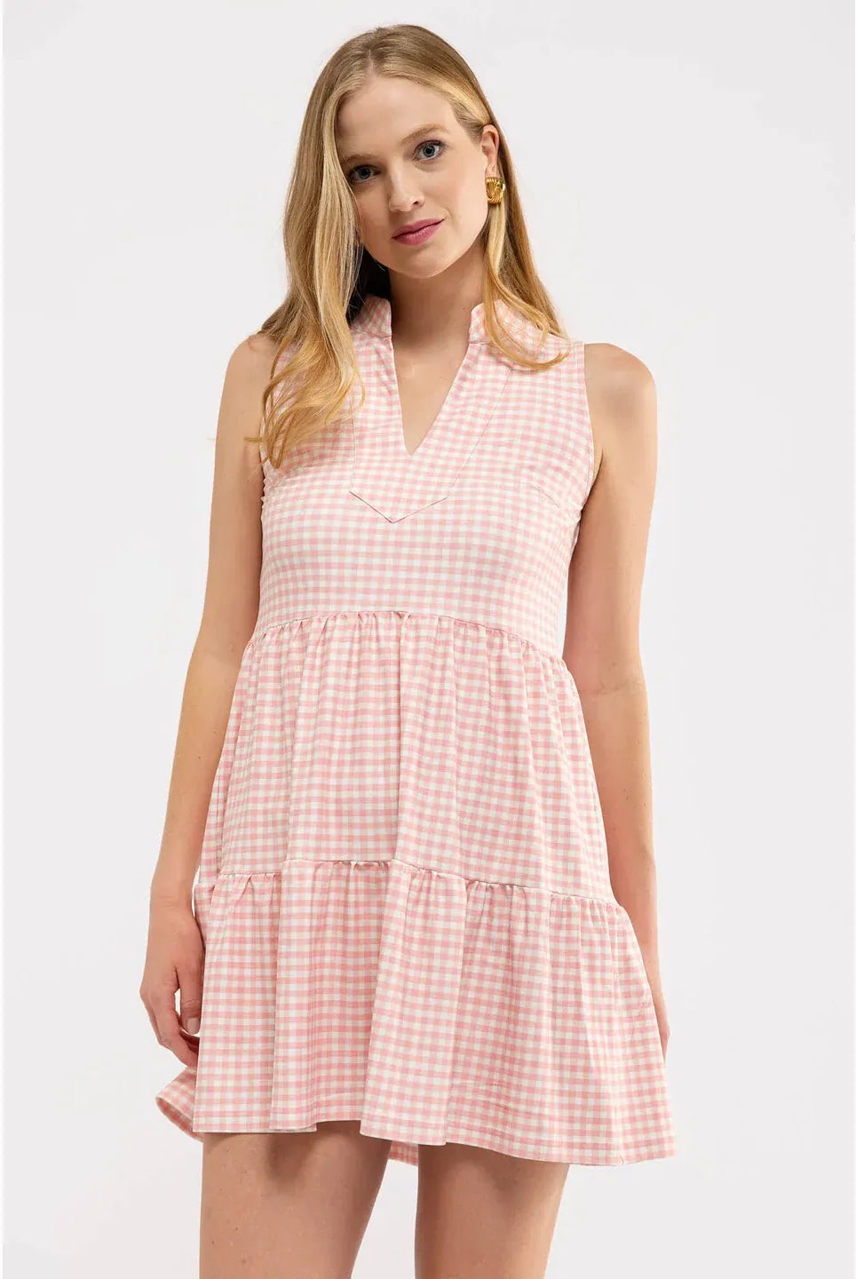 Pink gingham Smith & Quinn Tatum Dress featuring a stylish, casual fit, perfect for spring and summer wear.