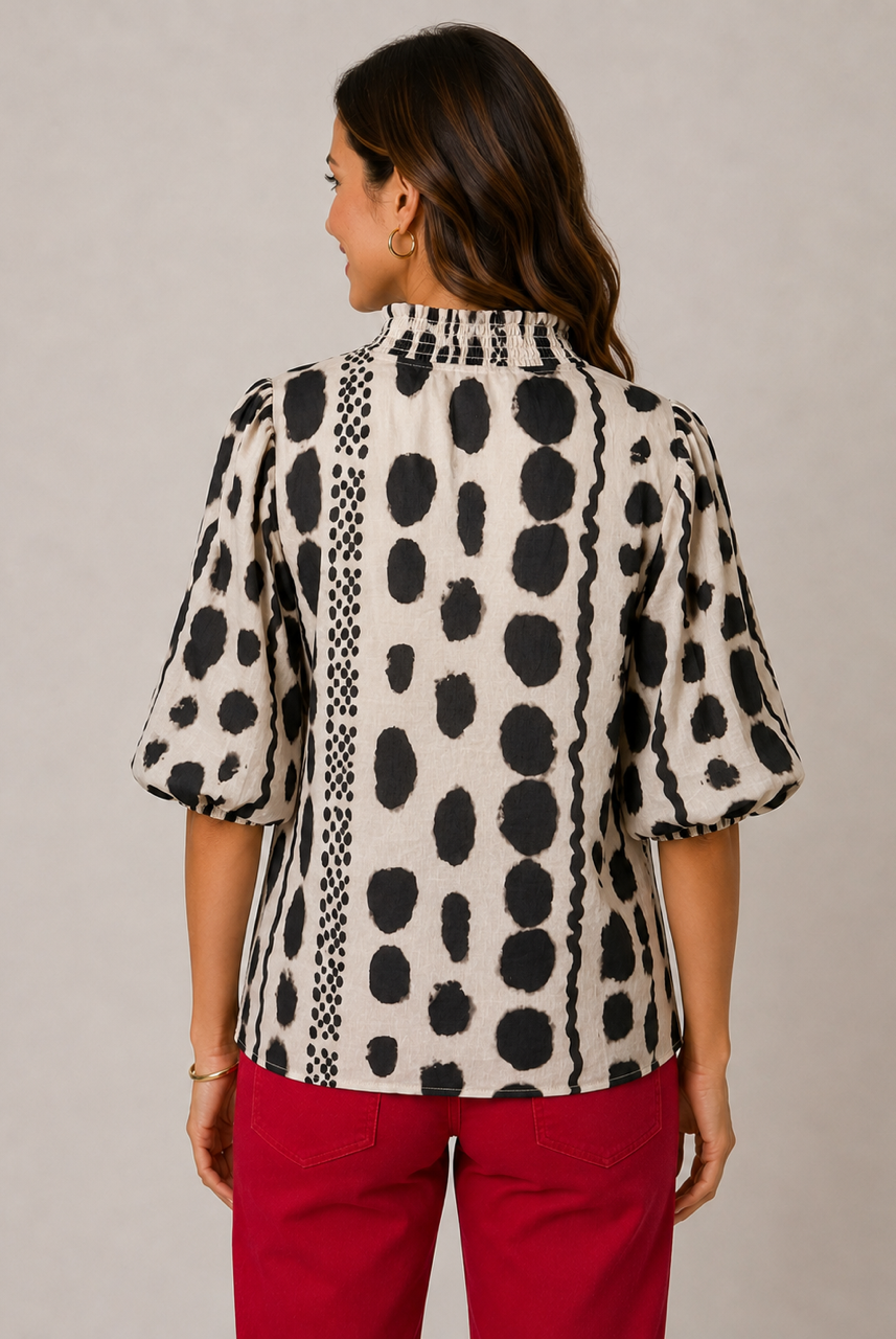 THML Julia Top Geometric print style FTM3126-3 rayon nylon blend