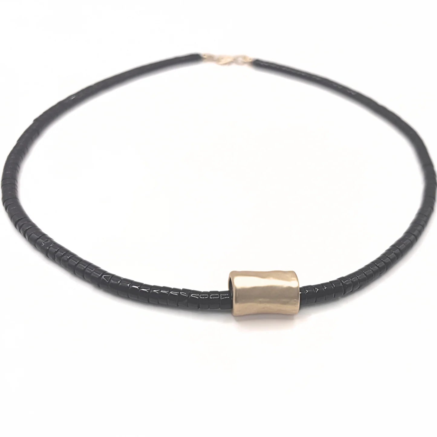 The Heishi Matte Gold Barrel Necklace - Marj & Lizzie