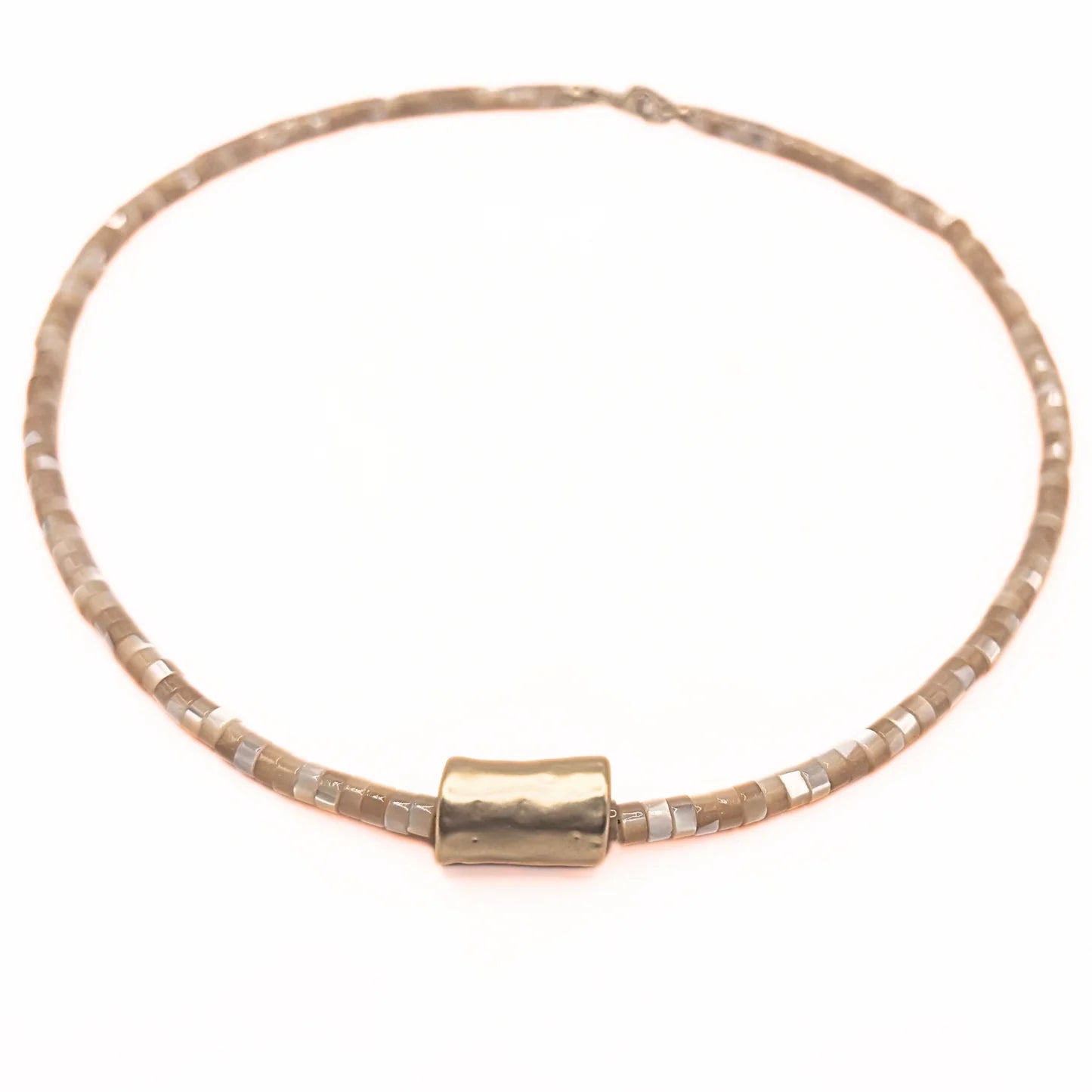 The Heishi Matte Gold Barrel Necklace - Marj & Lizzie