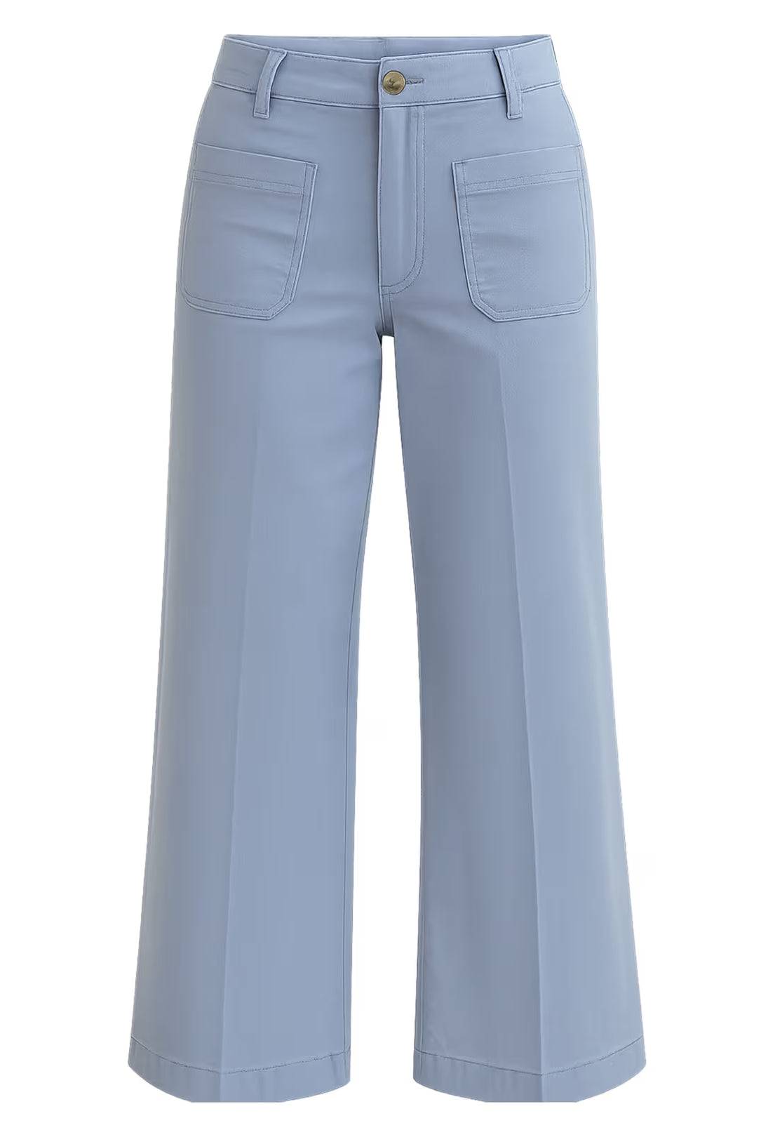 Kamira Pant Another Love ocean breeze blue wide-leg cropped pant, high rise, patch front pockets - Marj & Lizzie