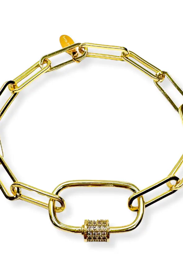 CZ Gold Carabiner Bracelet - Marj & Lizzie