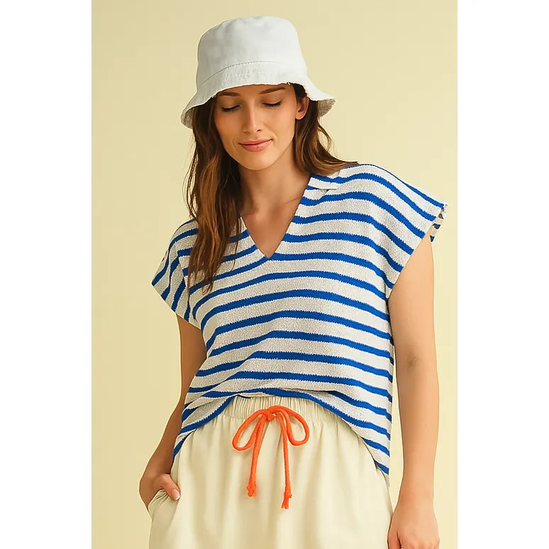 Whitney Top-Blue Stripe - Marj & Lizzie