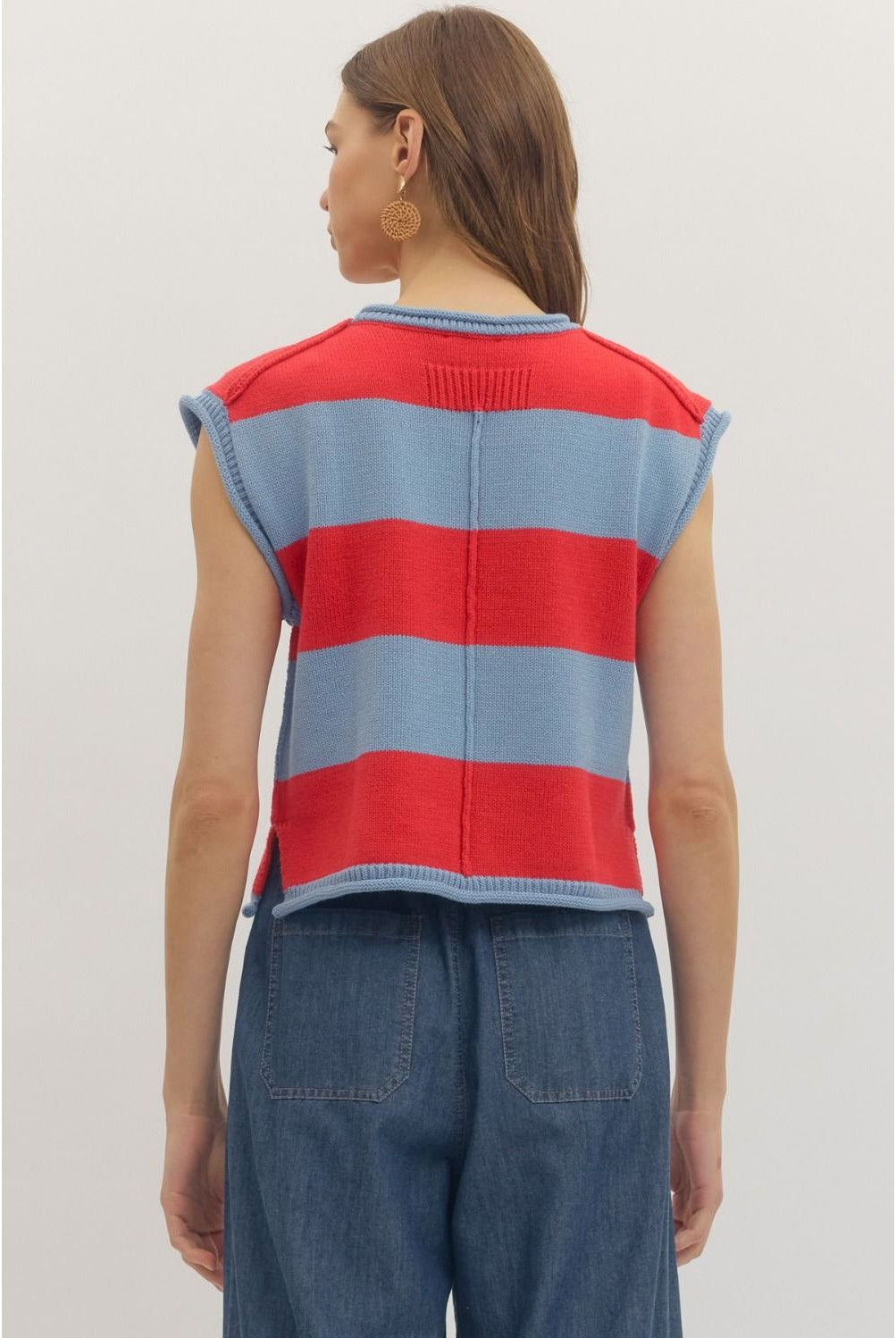 Entro Trish Top shown from the back, featuring a stylish design with a fitted silhouette and soft fabric for casual wear.