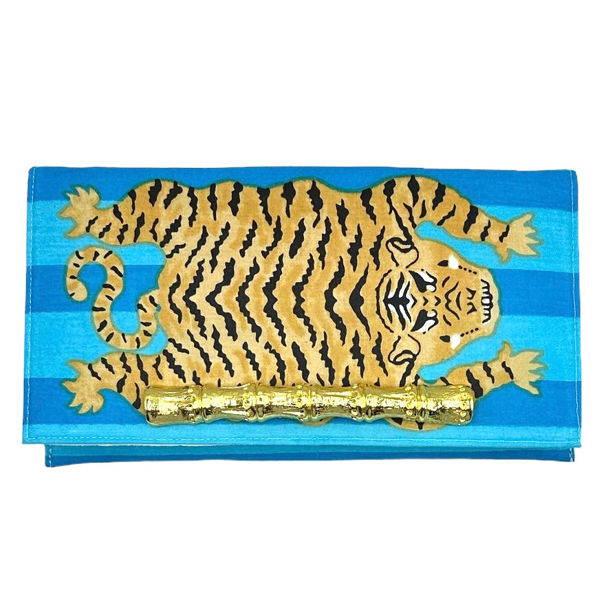 Lori Blue Tiger Clutch