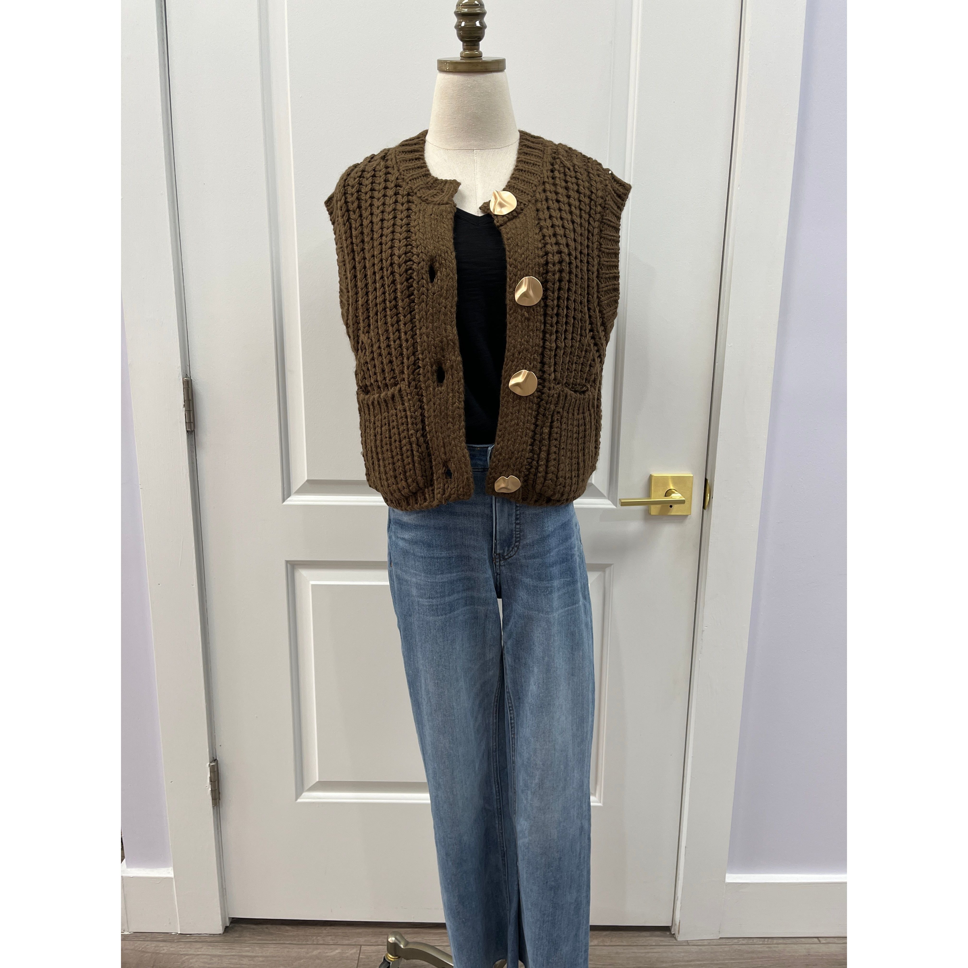 Chloe Sweater Vest in Brown - Marj & Lizzie