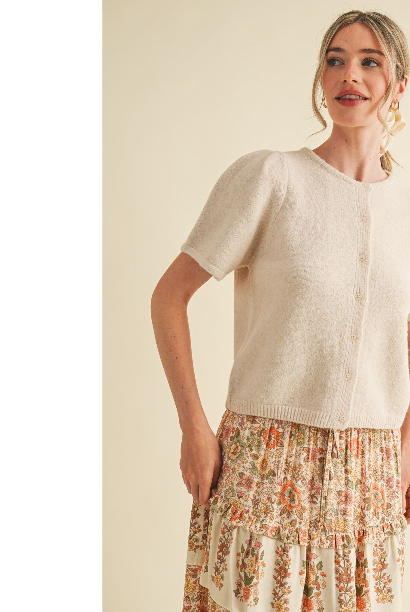 merciivorybeigeshortpuffsleevecardigansweatermsw11021