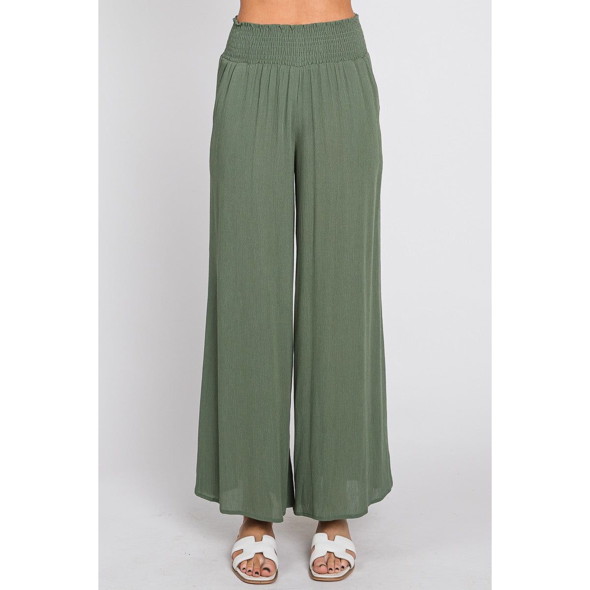 Mandy Smocked Waist Wide Leg Pant