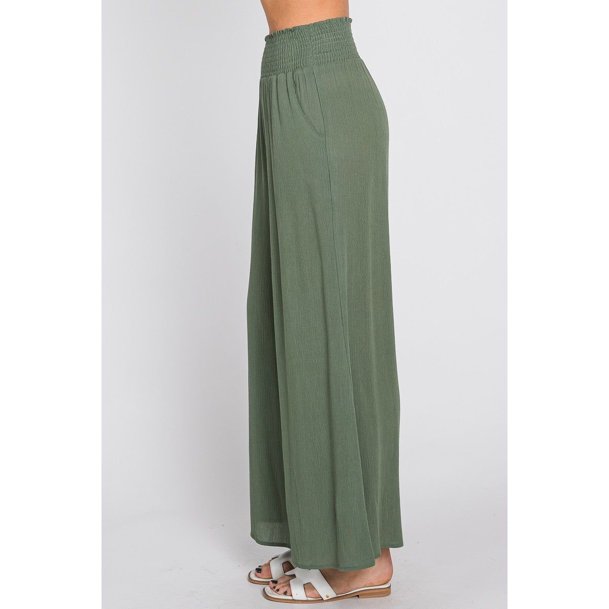 Mandy Smocked Waist Wide Leg Pant