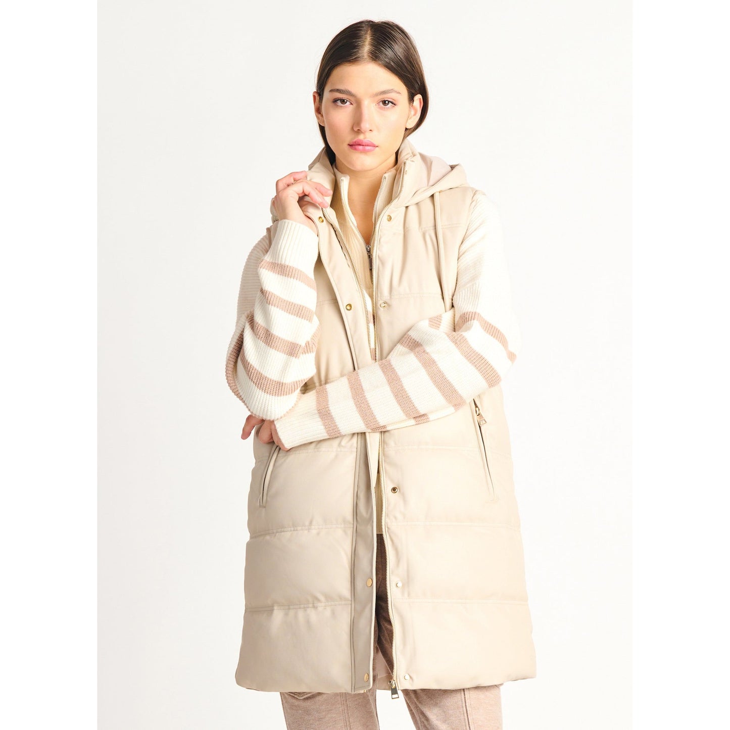 Sandstone Faux Leather Puff Vest