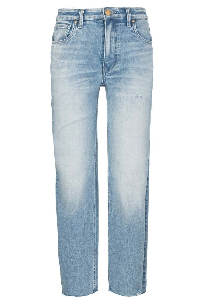 Pair of Rachael high-rise jeans by Kut from the Kloth, showing the classic denim bottoms with a fitted waist and straight-leg style.