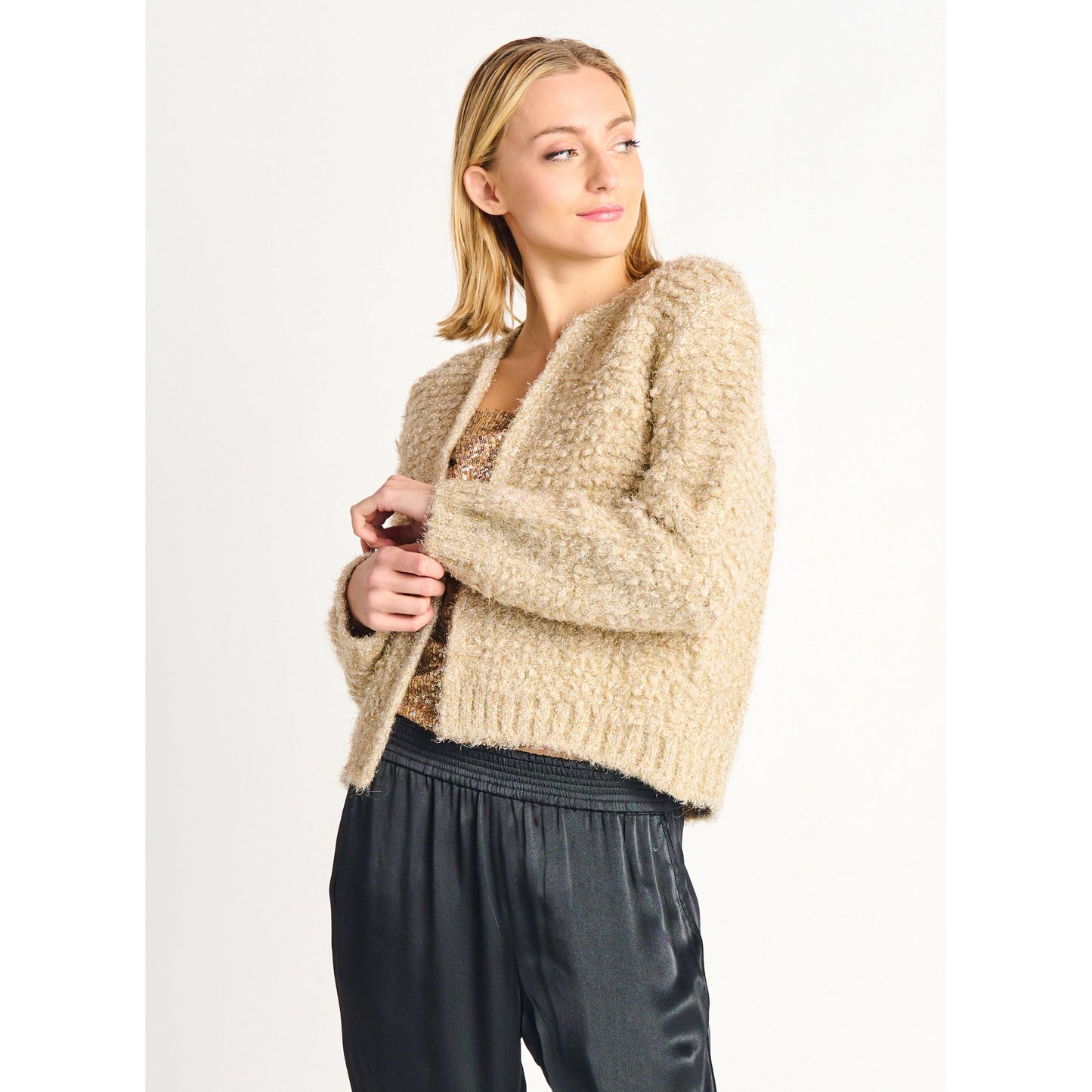 Lurex Boucle Cardigan