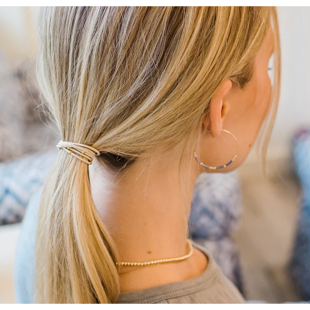 Water Pony Bracelet Hair Bands in Black and Beige